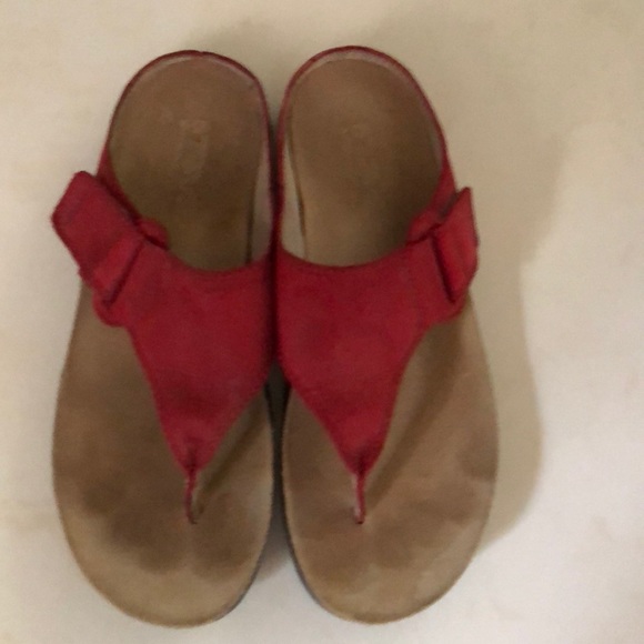 teva red leather sandals